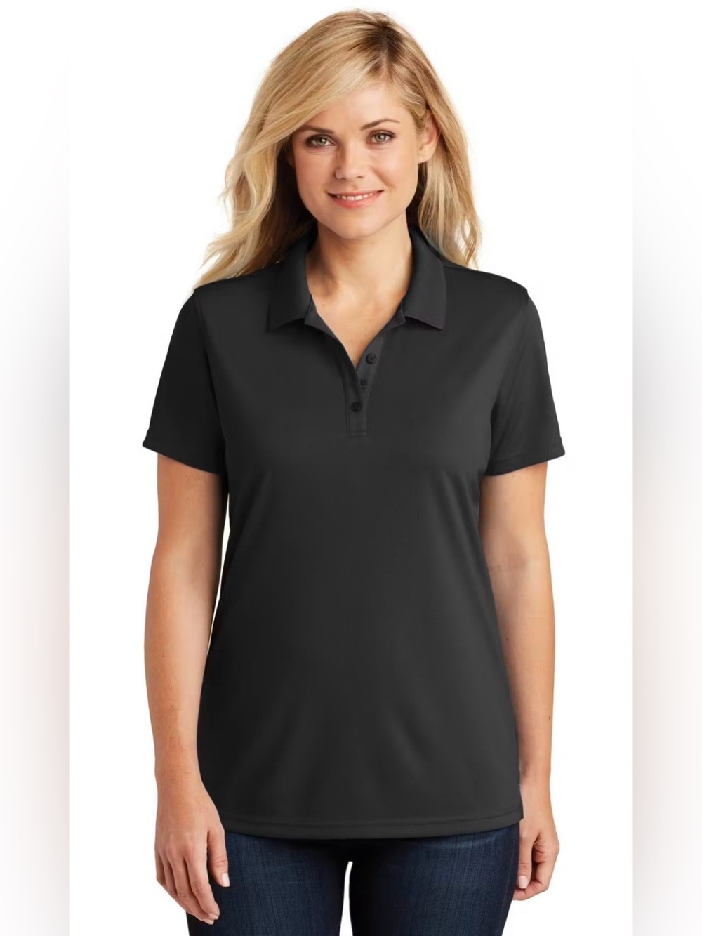 Port Authority Ladies Dry Zone UV Micro-Mesh Tipped Polo Small Top NWOT
